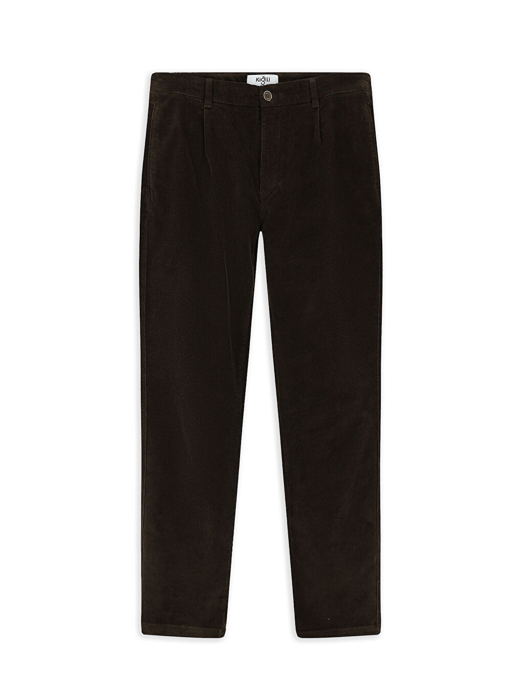 Kahverengi Regular Fit Elastanlı Pileli Kadife Pantolon-8