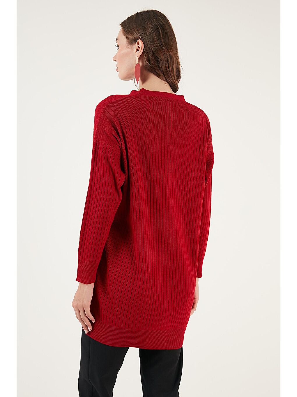 Kırmızı V Yaka Düğmeli Triko Hırka 4616040-4