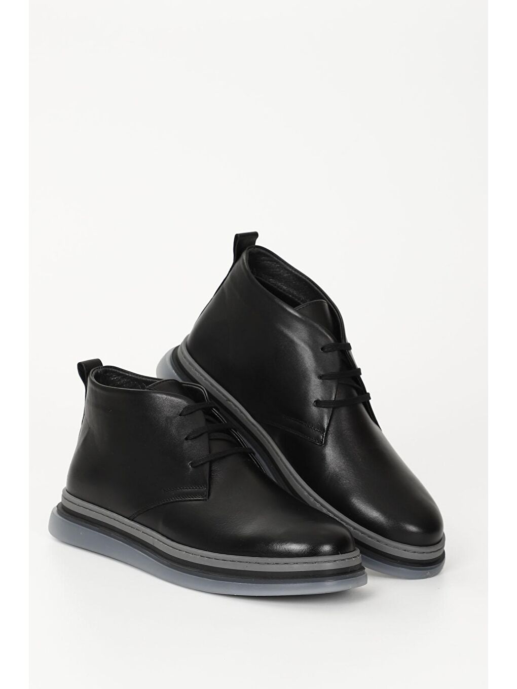 Siyah SİYAH  Hakiki Deri Yuvarlak Burun Kauçuk Taban Bağcıklı Günlük Erkek Bot 42081
