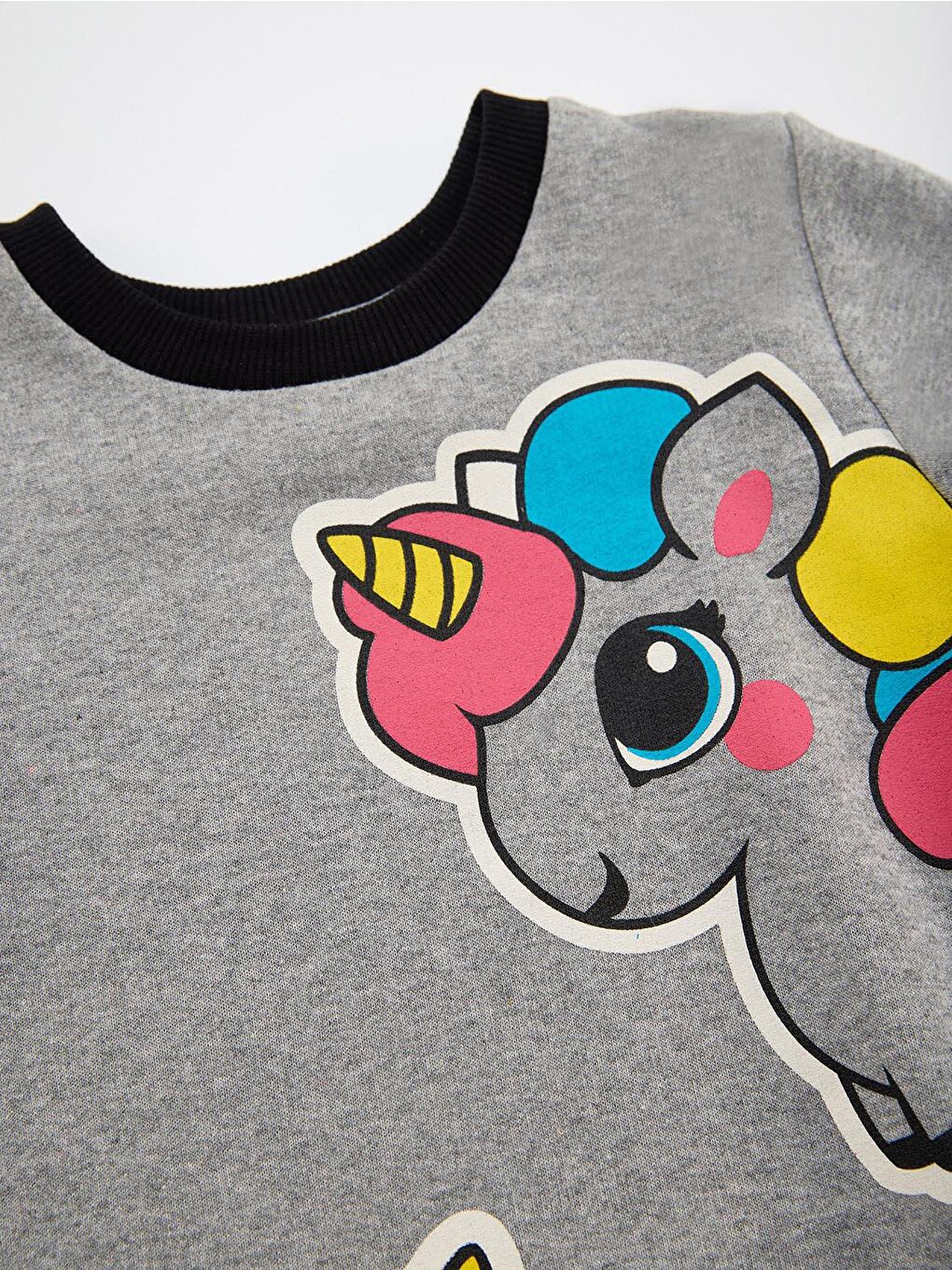 Denokids Gri Unicorn Kız Çocuk Sweat Elbise - 4