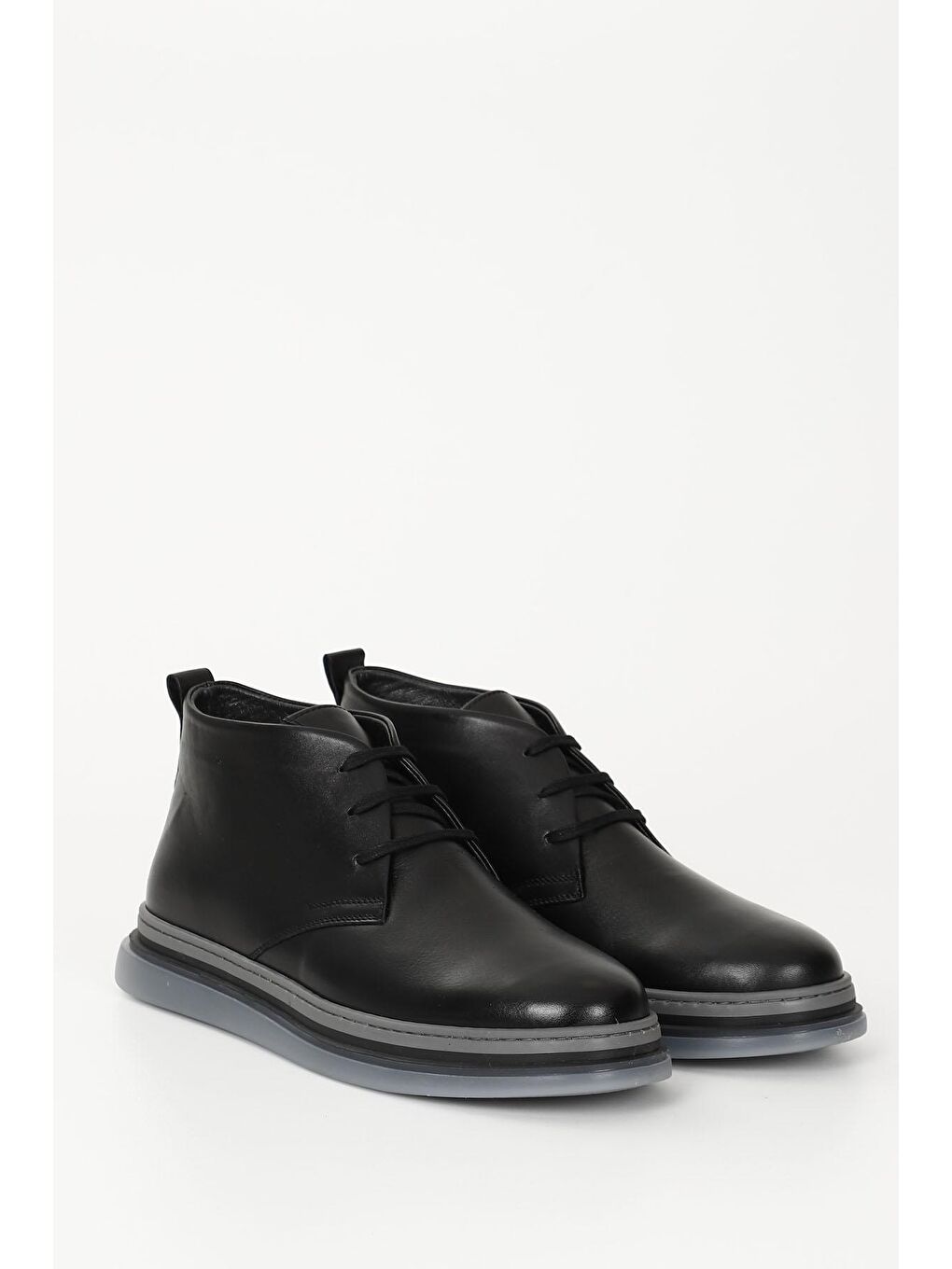 Siyah SİYAH  Hakiki Deri Yuvarlak Burun Kauçuk Taban Bağcıklı Günlük Erkek Bot 42081-1