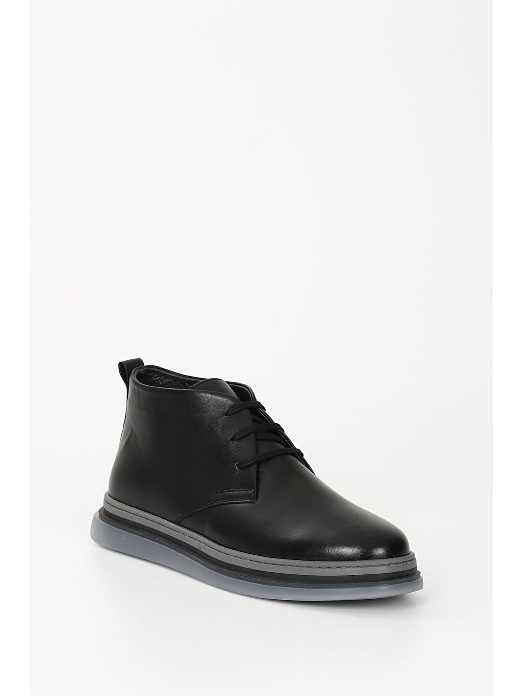 Siyah SİYAH  Hakiki Deri Yuvarlak Burun Kauçuk Taban Bağcıklı Günlük Erkek Bot 42081-4