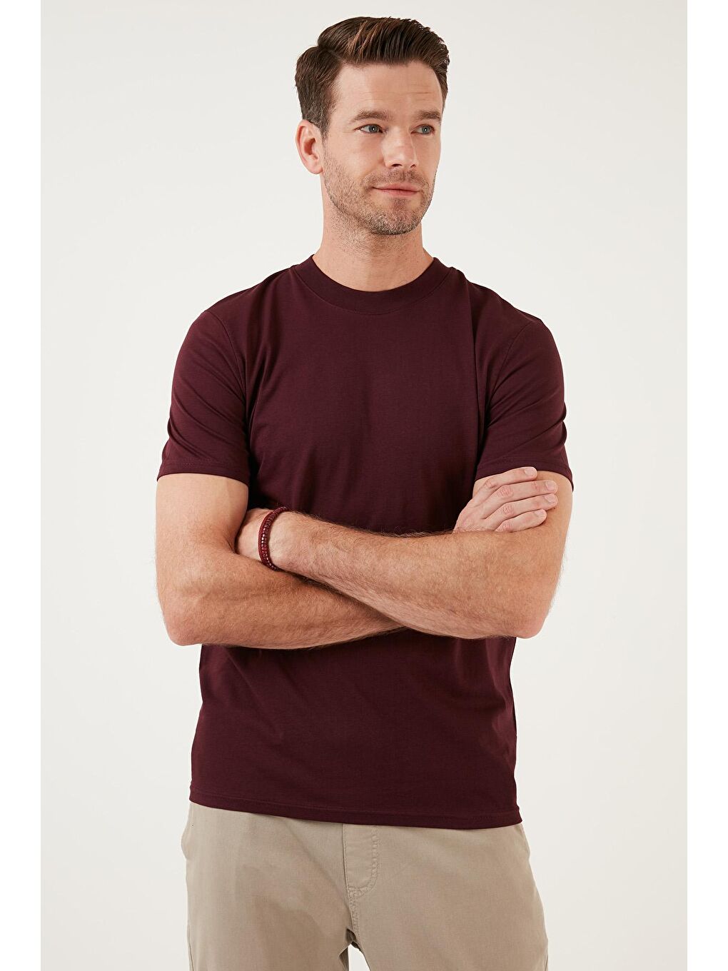 Buratti Koyu Bordo Pamuklu Regular Fit Bisiklet Yaka Basic T Shirt 59020201 - 2