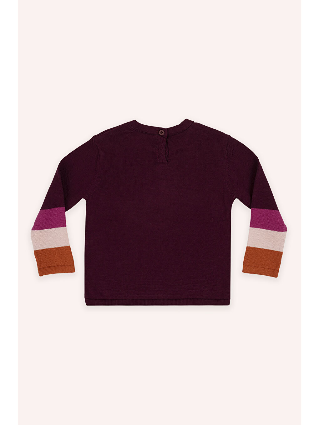 Bordo Kız Çocuk Kalp Desenli Triko Kazak-2