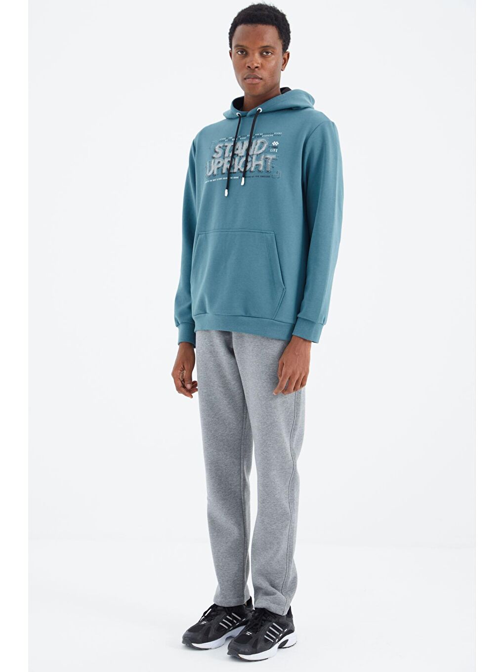 Gri Melanj Bağcıklı Cep Detaylı Rahat Kalıp Erkek Eşofman Alt - 82102-3