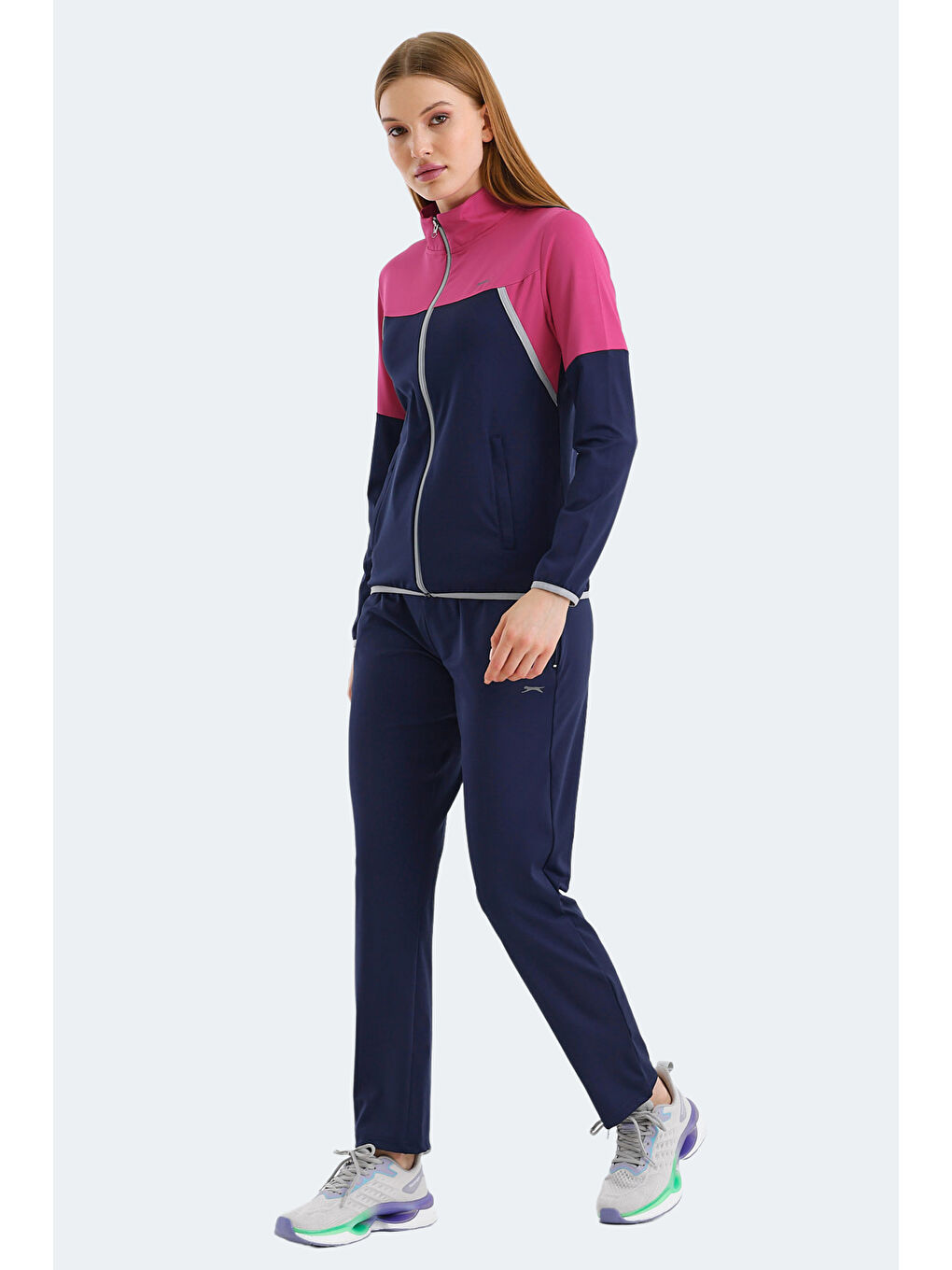 ROCKSTAR Kadın Fermuarlı Dik Yaka Cepli Lacivert Eşofman Takımı-2