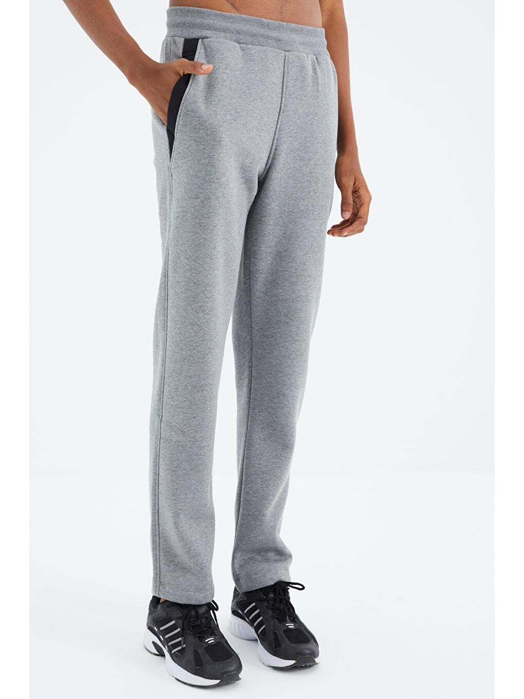 Gri Melanj Bağcıklı Cep Detaylı Rahat Kalıp Erkek Eşofman Alt - 82102-4