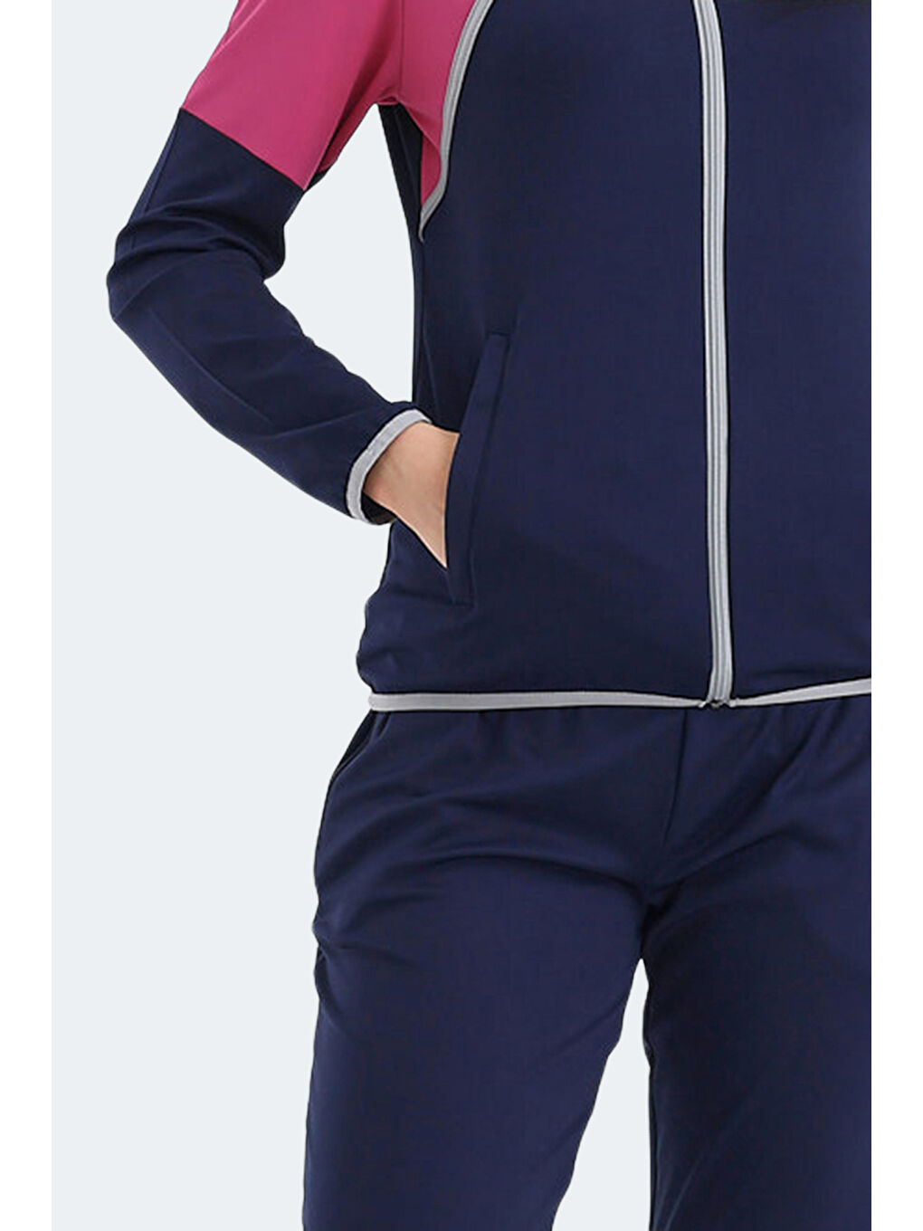 ROCKSTAR Kadın Fermuarlı Dik Yaka Cepli Lacivert Eşofman Takımı-5