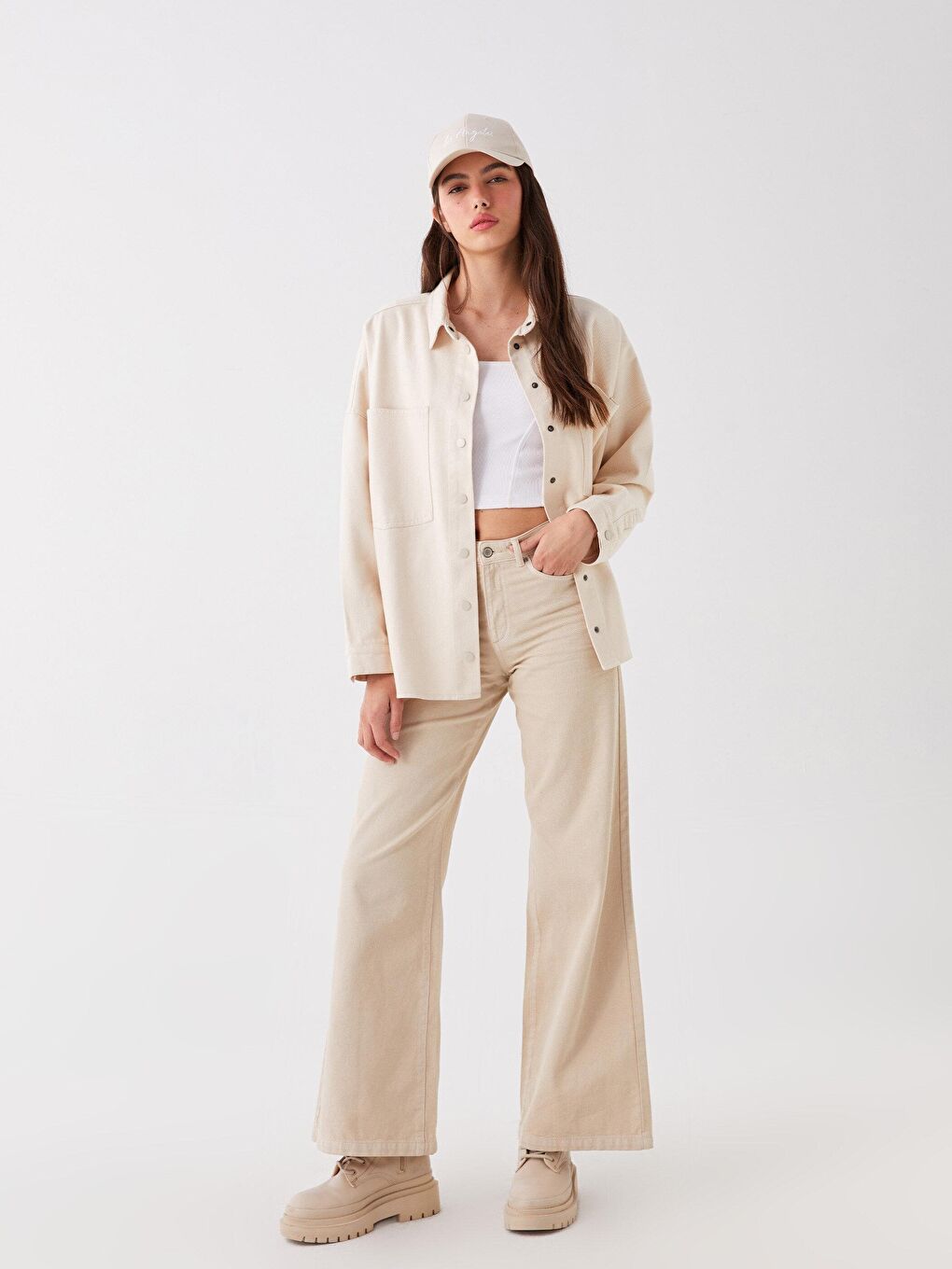 Bej Beige Cep Detaylı Shacket Bg02S-4