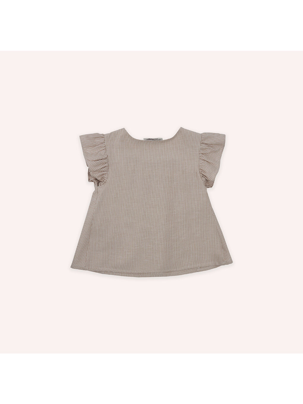 Kız Çocuk Kolları Fırfırlı Bluz Bej-2