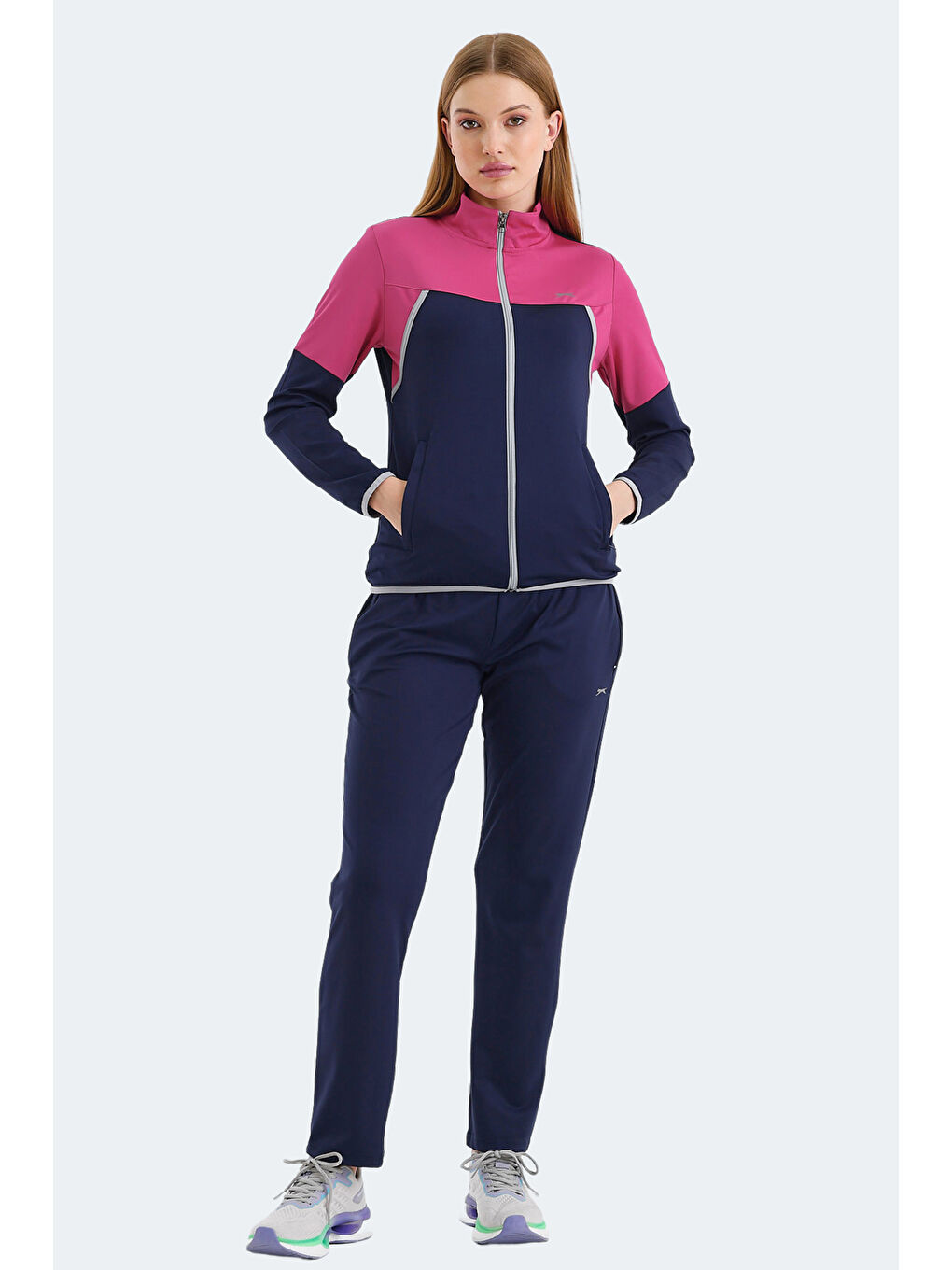 ROCKSTAR Kadın Fermuarlı Dik Yaka Cepli Lacivert Eşofman Takımı-6