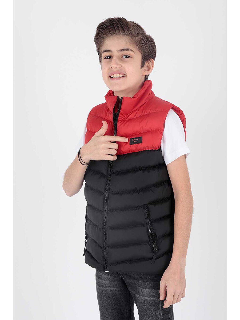 ahengim Kırmızı Erkek Çocuk Moda Trendi Kapüşonsuz Şişme Yelek Ak217980 - 3