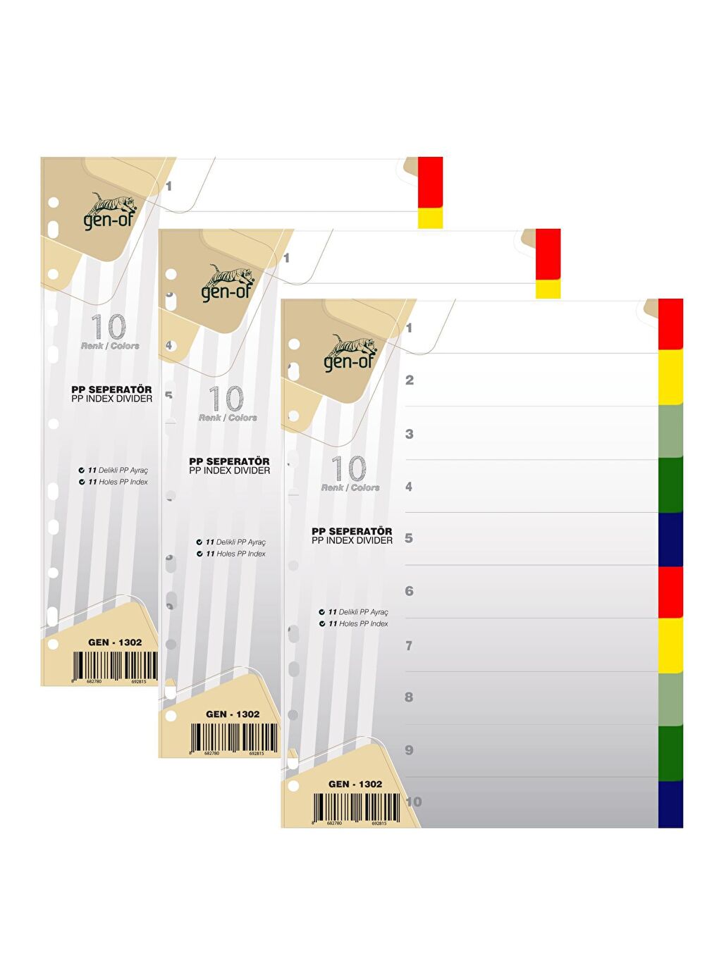 Ayraç Seperatör 10 Renk 3 Adet (GEN-1302)