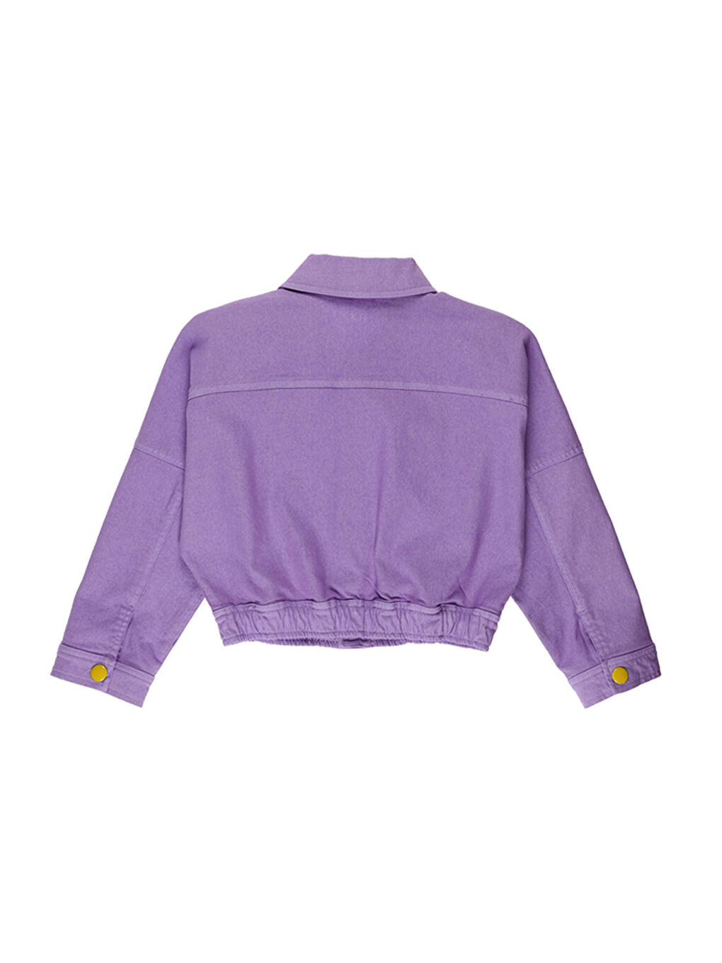 Kız Çocuk Kontrast Düğme Detaylı Mor Jean Ceket-4