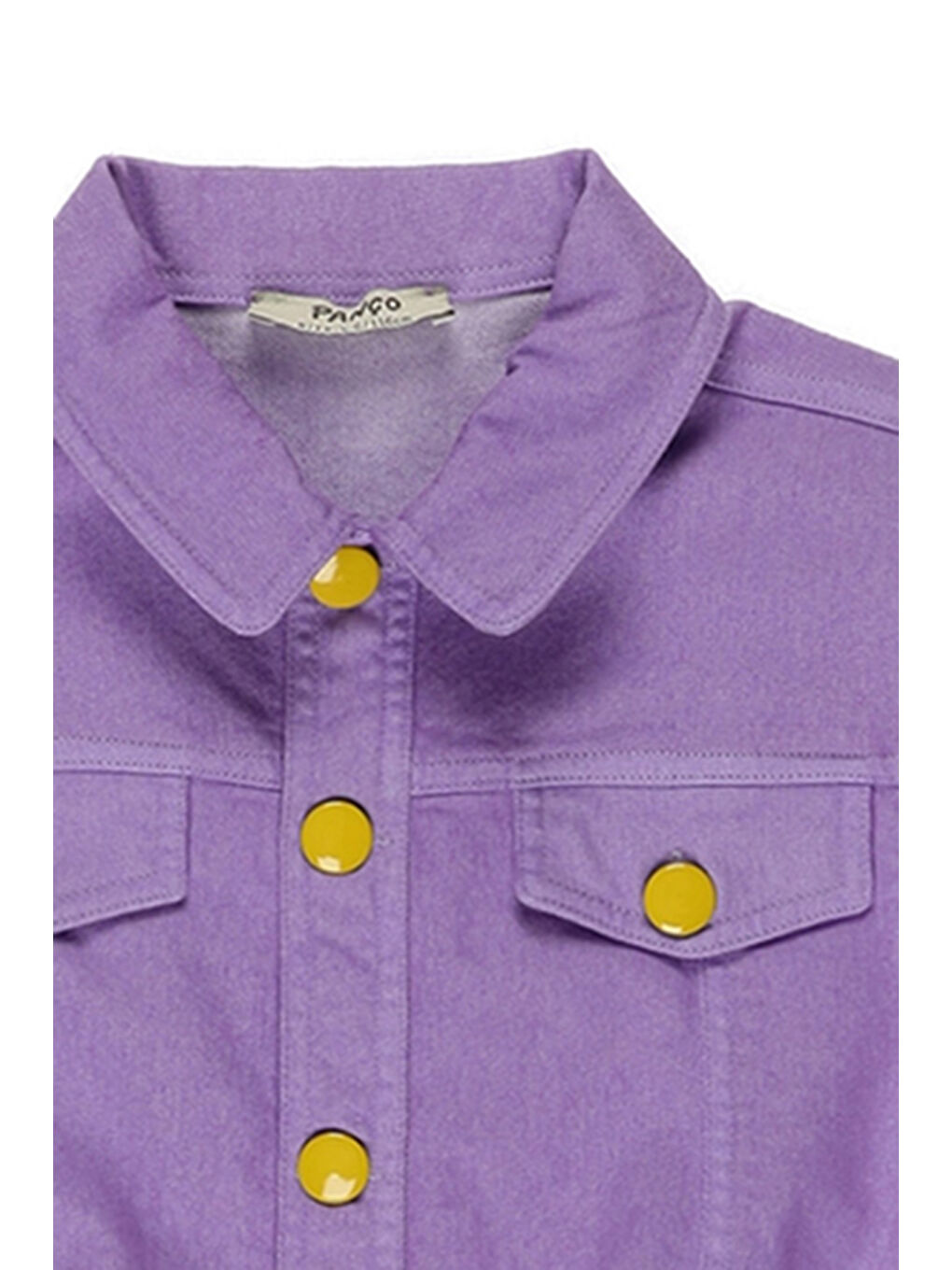 Kız Çocuk Kontrast Düğme Detaylı Mor Jean Ceket-5