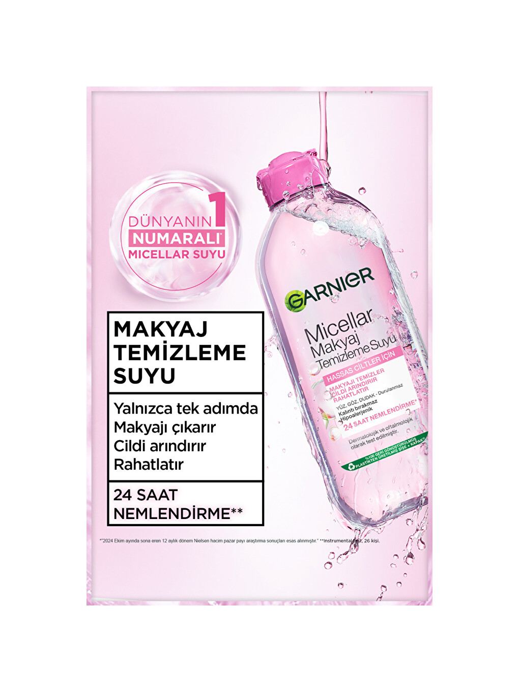 Micellar Makyaj Temizleme Suyu 700ml, 24 Saat Nemlendirme, Hassas Ciltler İçin, Vegan & Crue-8