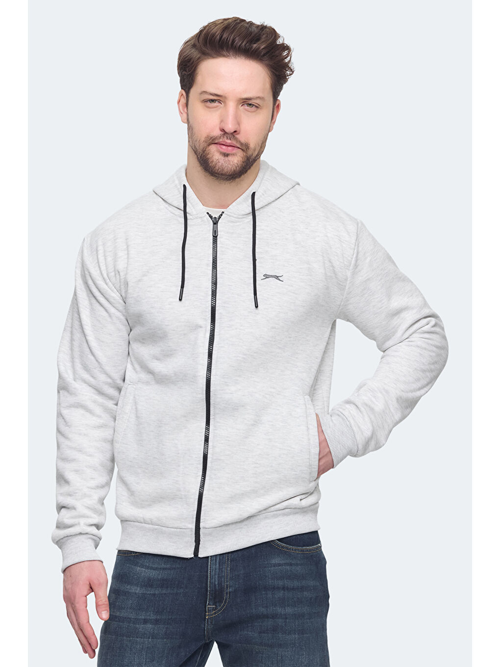 KOZZAX Erkek Fermuarlı Sweatshirt Koyu Gri