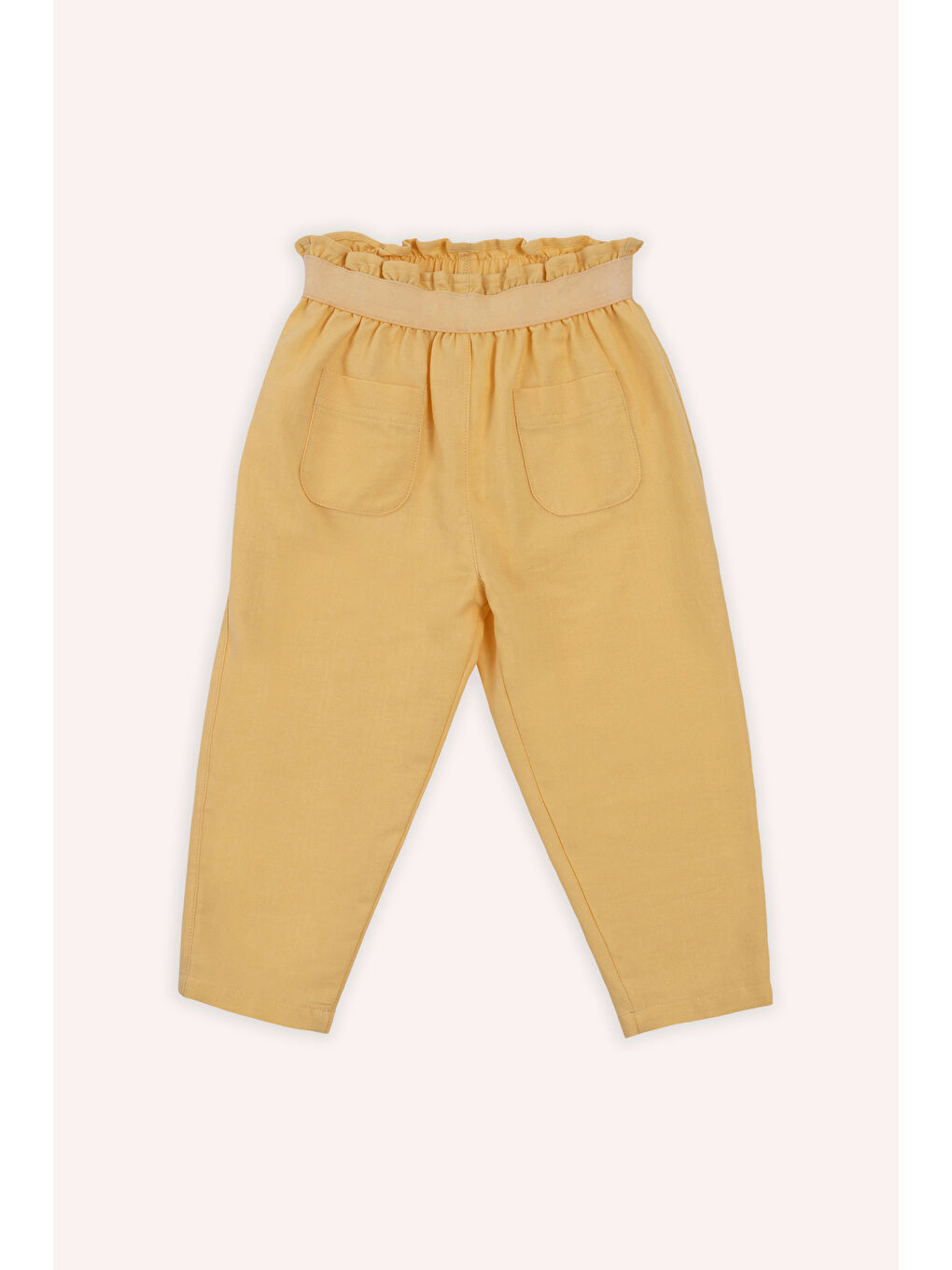 Kız Bebek Beli Lastikli Cepli Sarı Pantolon-2