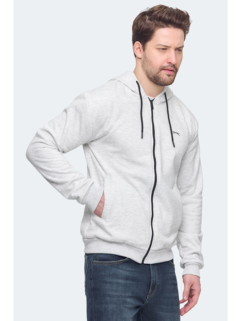 KOZZAX Erkek Fermuarlı Sweatshirt Koyu Gri-2