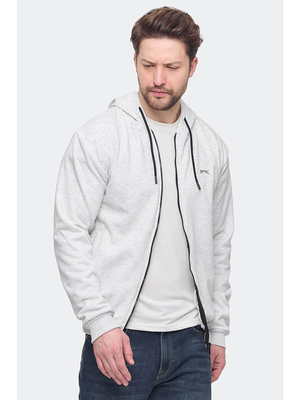 KOZZAX Erkek Fermuarlı Sweatshirt Koyu Gri-3