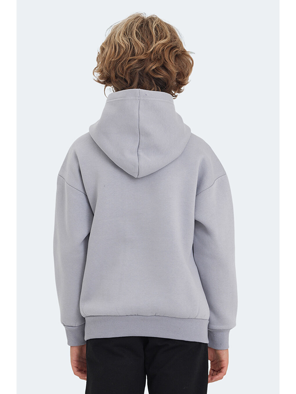 LEVON Unisex Çocuk Kapüşonlu Cepli Taş Gri Sweatshirt-1