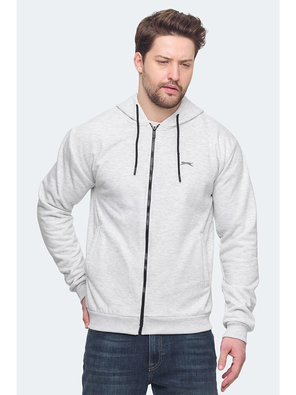 KOZZAX Erkek Fermuarlı Sweatshirt Koyu Gri-5