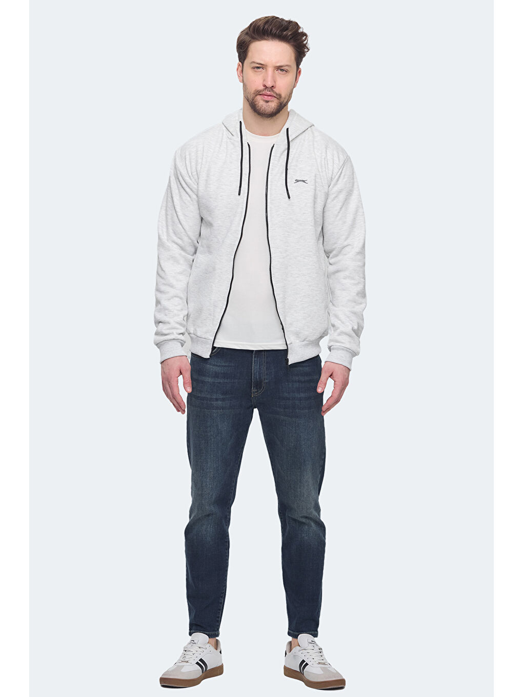 KOZZAX Erkek Fermuarlı Sweatshirt Koyu Gri-6