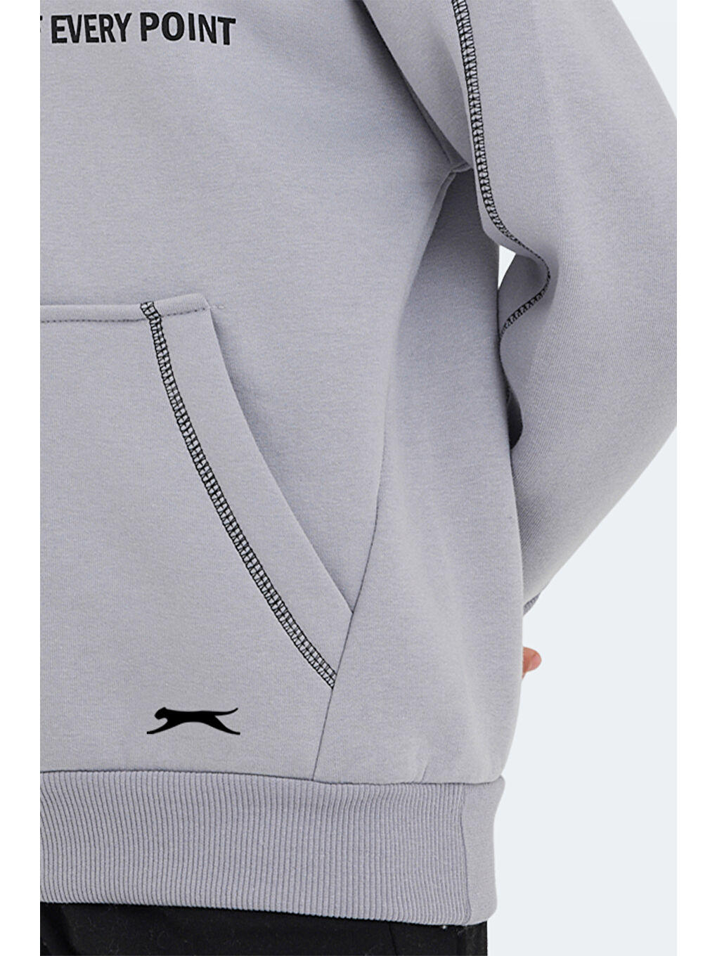 LEVON Unisex Çocuk Kapüşonlu Cepli Taş Gri Sweatshirt-5