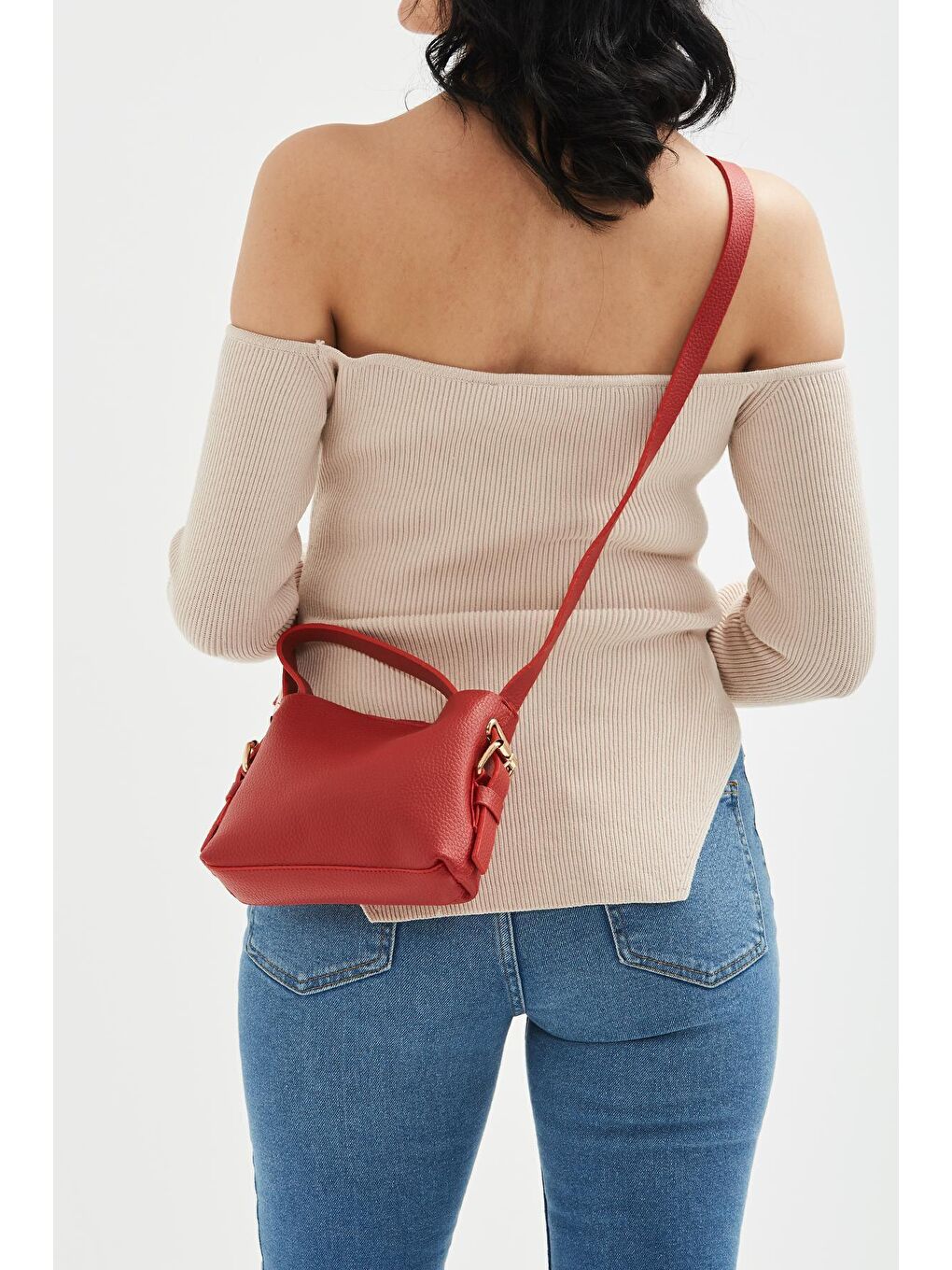 Uzun Askılı Pia Kadın Çapraz Çanta Kırmızı-1