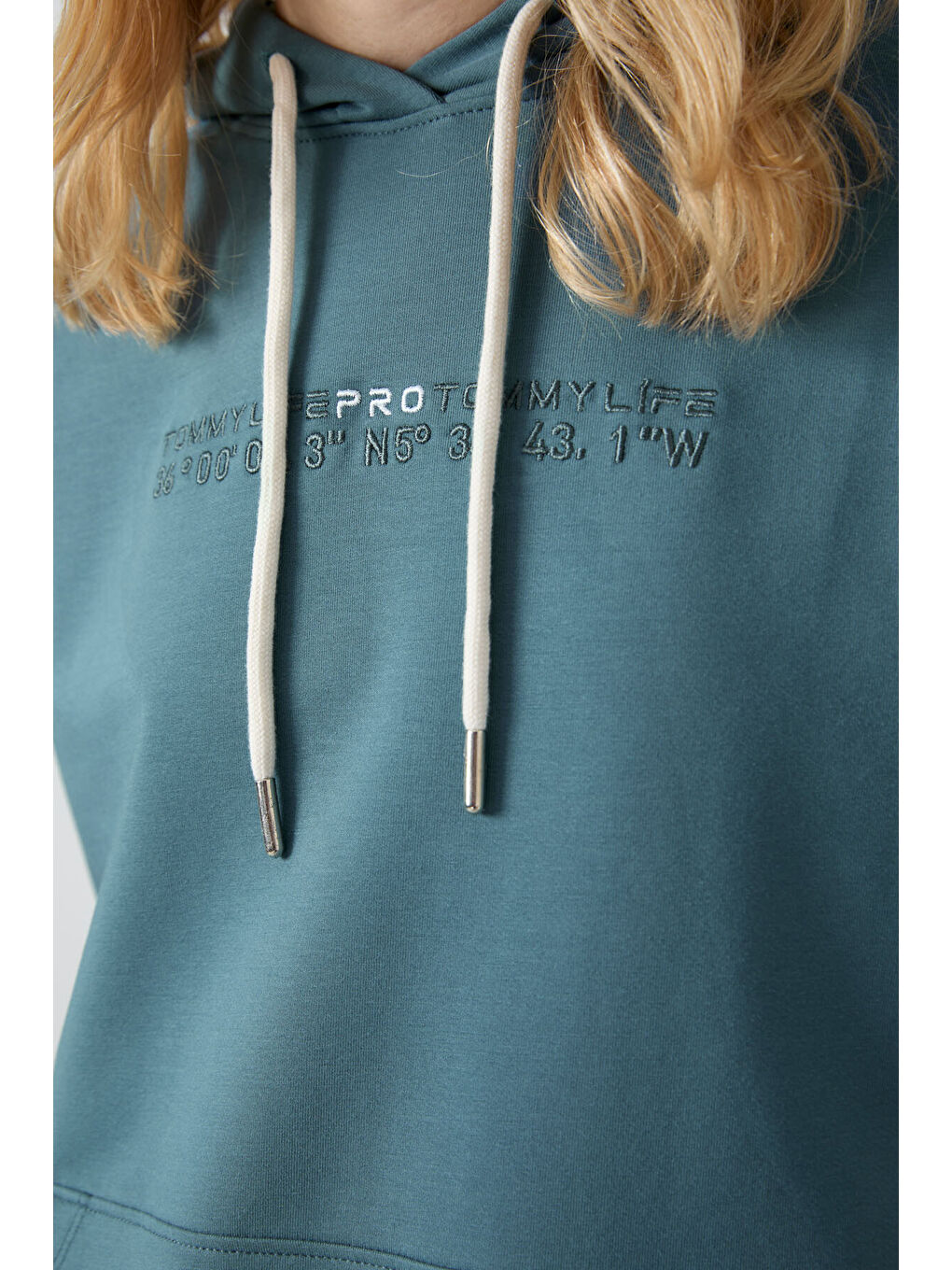 Orman Yeşili Kapüşonlu Kanguru Cep Oversize Lastik Paça Kadın Eşofman Takımı   95288-6