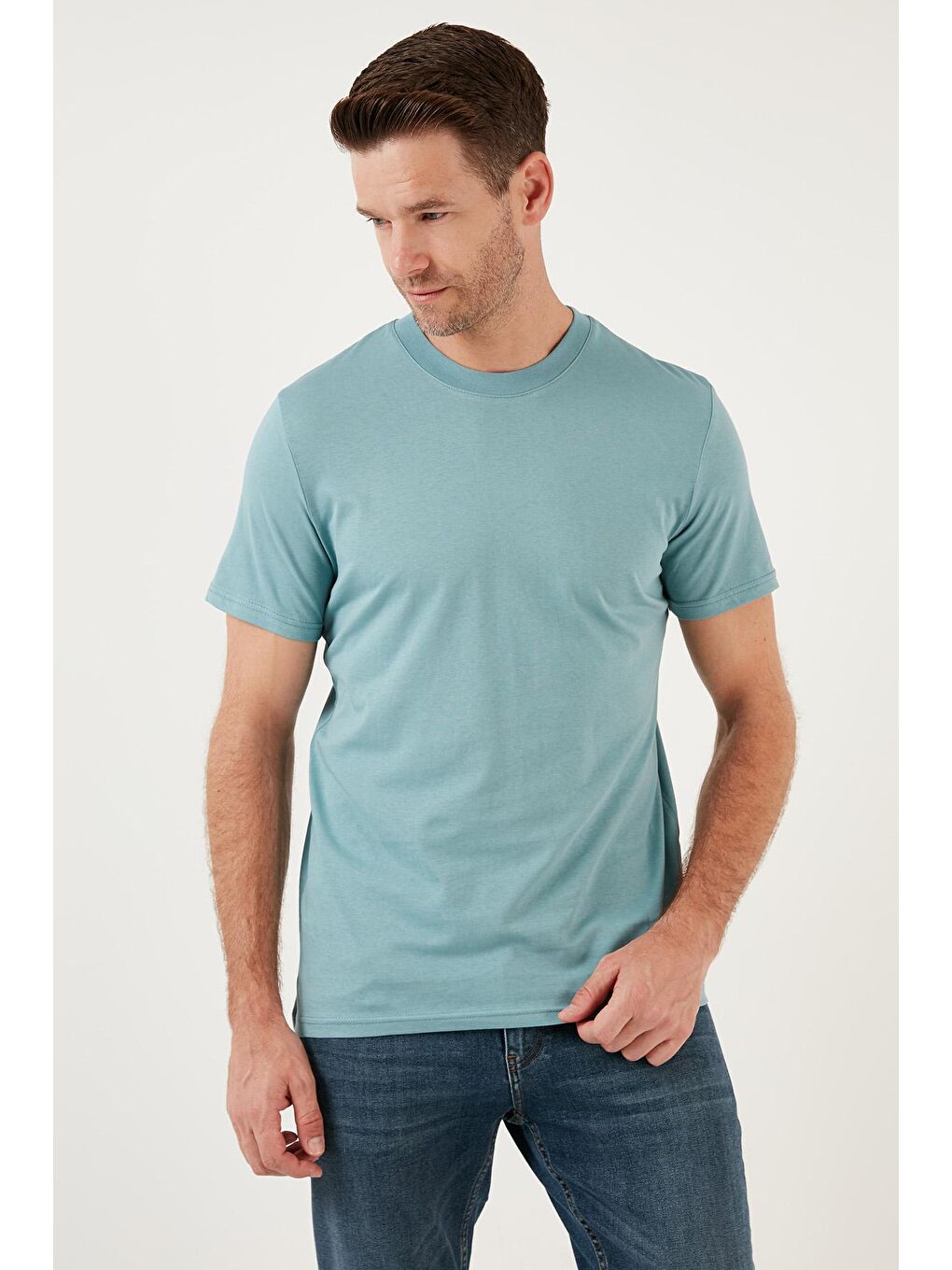 Buratti Mavi Pamuklu Regular Fit Bisiklet Yaka Basic T Shirt 59020201 - 1