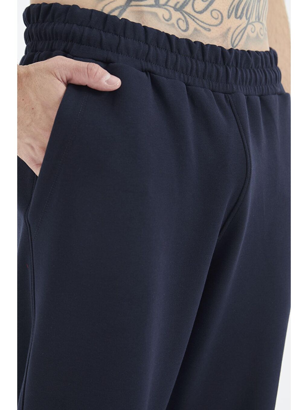 Fiesta - İndigo Dik Yaka Fermuarlı Kanguru Cep Detaylı Rahat Kalıp Erkek Eşofman Takımı - 85219-1