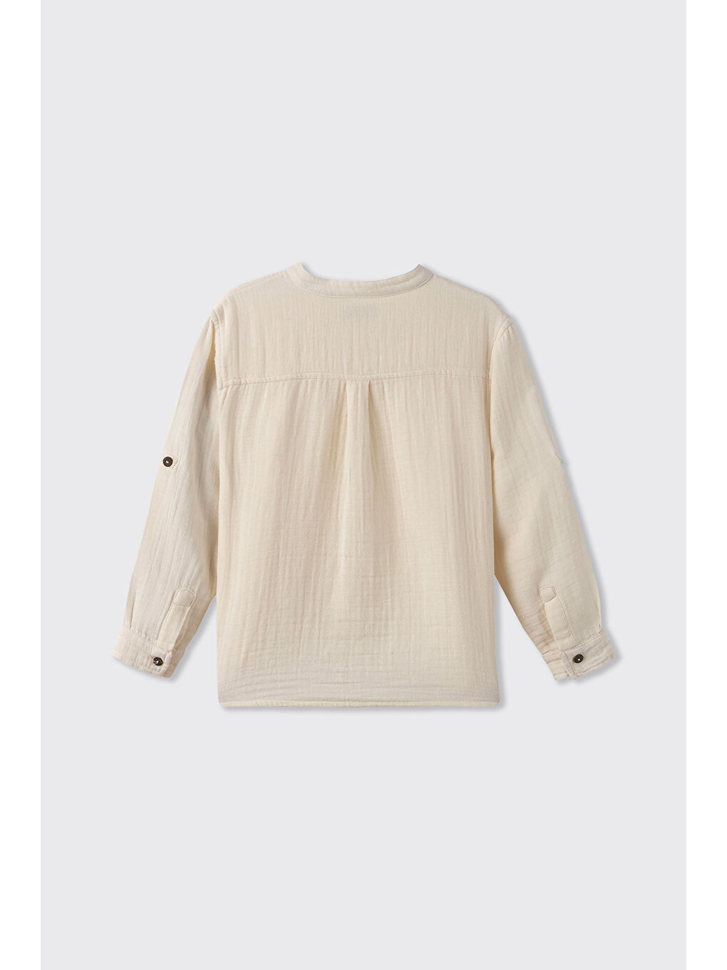 Erkek Çocuk Uzun Kollu Hakim Yaka Müslin Bej Gömlek-1