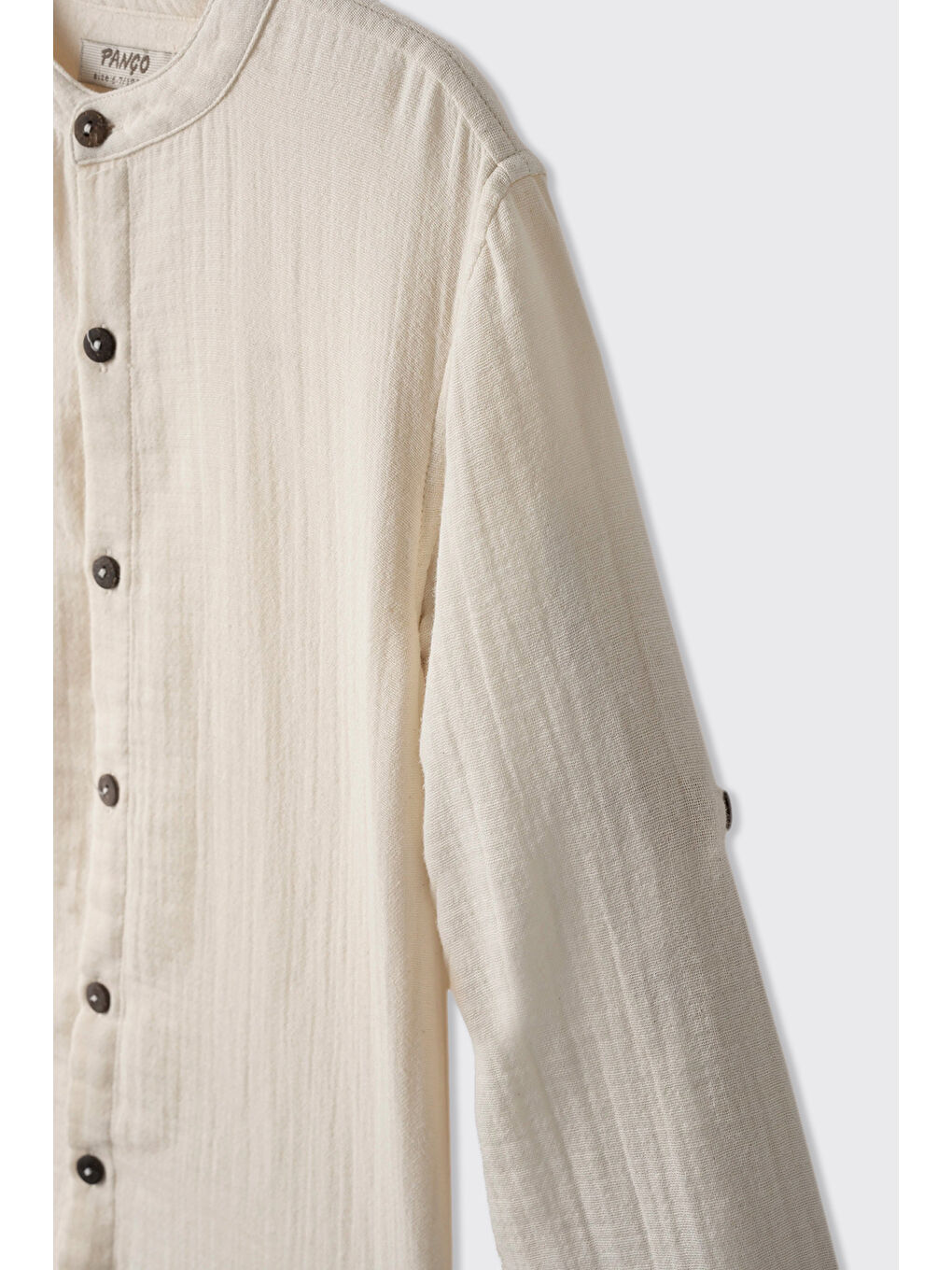 Erkek Çocuk Uzun Kollu Hakim Yaka Müslin Bej Gömlek-2