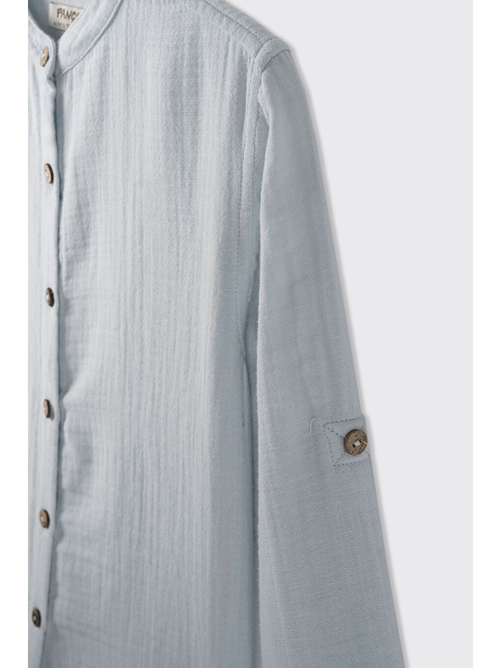 Erkek Çocuk Uzun Kollu Hakim Yaka Müslin Mavi Gömlek-3