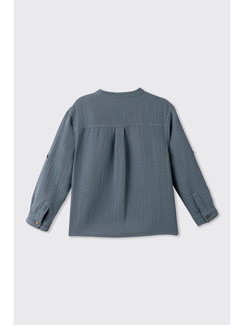 İndigo Erkek Çocuk Uzun Kollu Hakim Yakalı Müslin Çivit Mavisi Gömlek-1