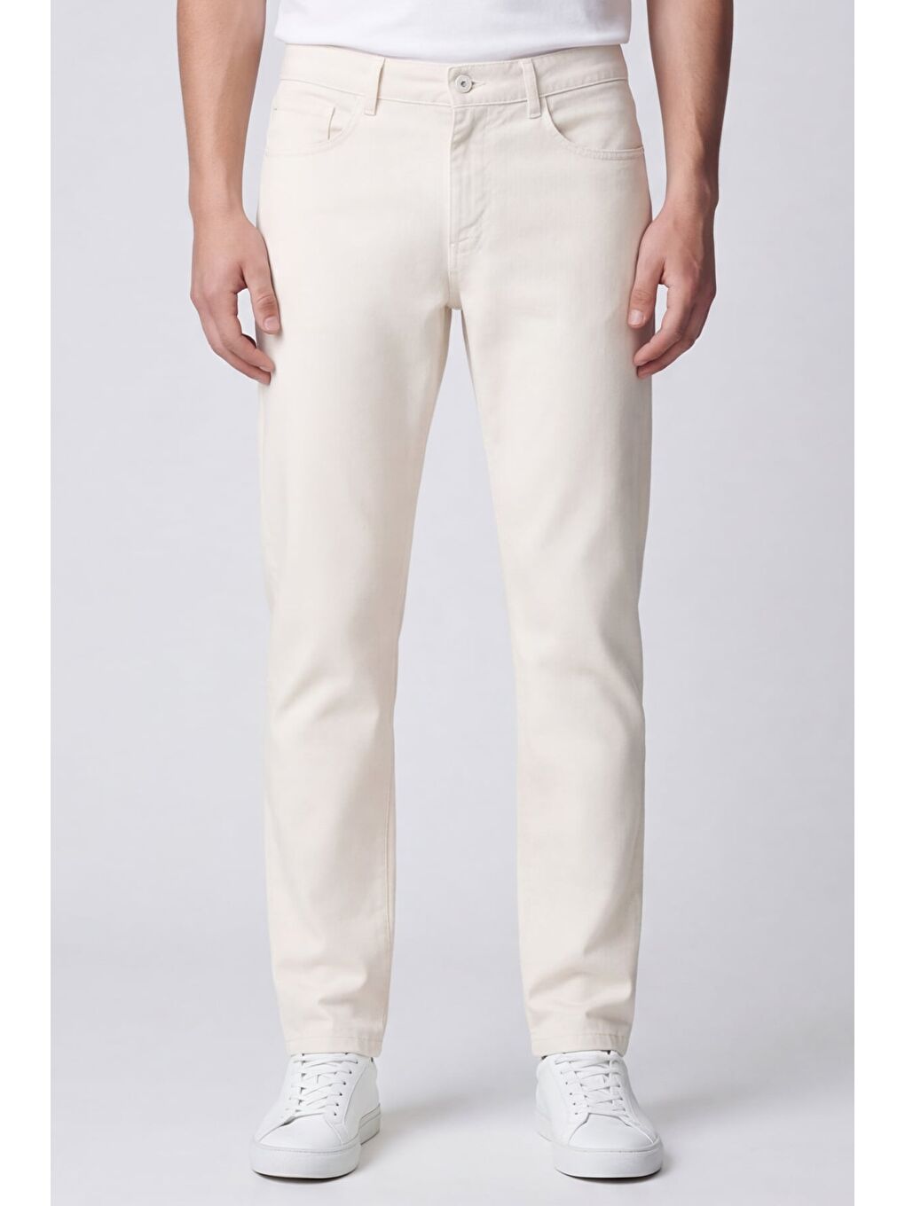 Bej Giotelli Erkek Taş Dar Kesim Slim Fit Dokuma Beş Cep Normal Bel Pantolon