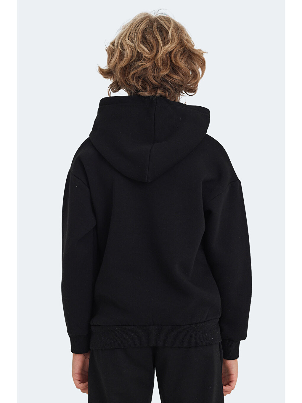 LEXUS Unisex Çocuk Kapüşonlu Cepli Siyah Sweatshirt-1