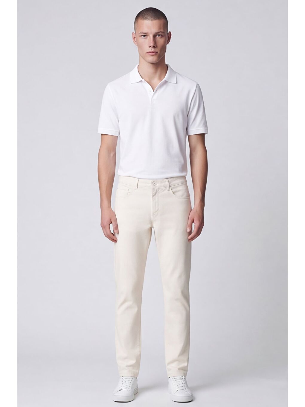 Bej Giotelli Erkek Taş Dar Kesim Slim Fit Dokuma Beş Cep Normal Bel Pantolon-1