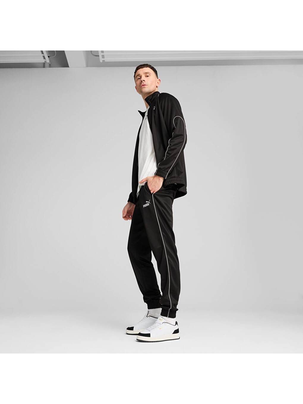 Siyah Erkek Track Fermuarlı Sweatshirt-3