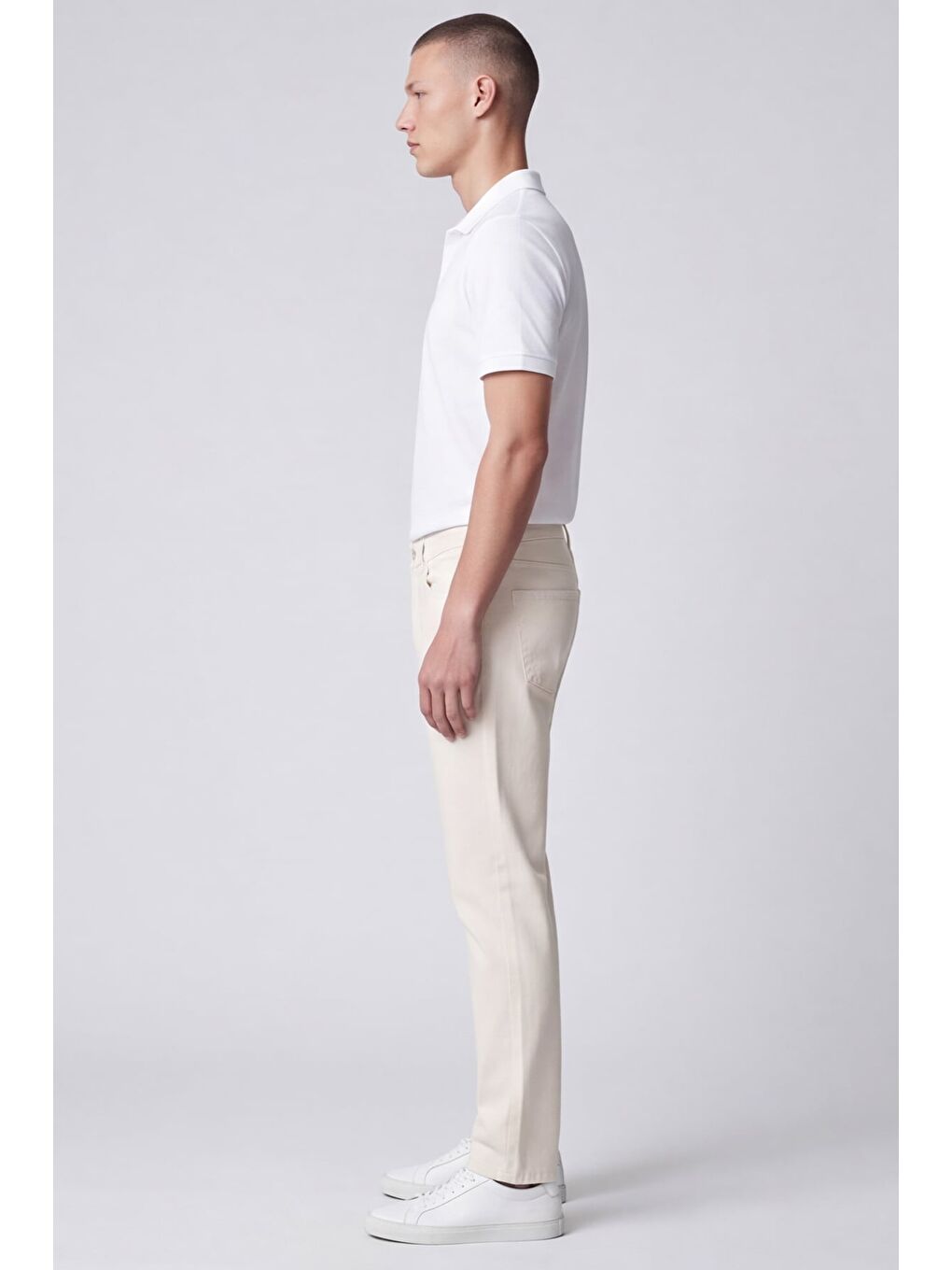 Bej Giotelli Erkek Taş Dar Kesim Slim Fit Dokuma Beş Cep Normal Bel Pantolon-2
