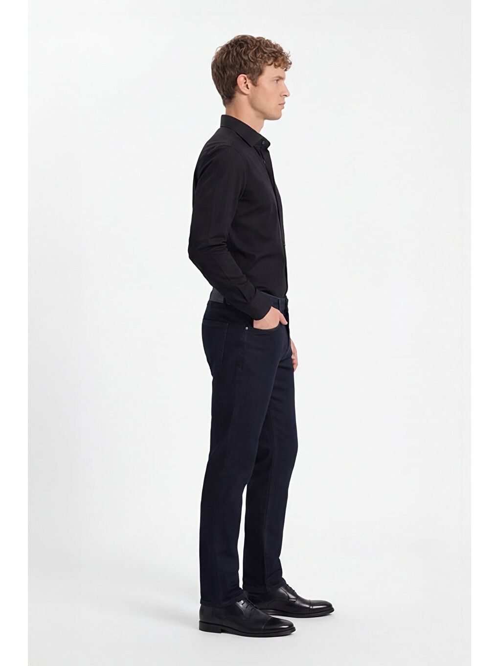 Erkek Lacivert Normal Kesim Regular Fit Beş Cep Normal Bel Denim Pantolon-2