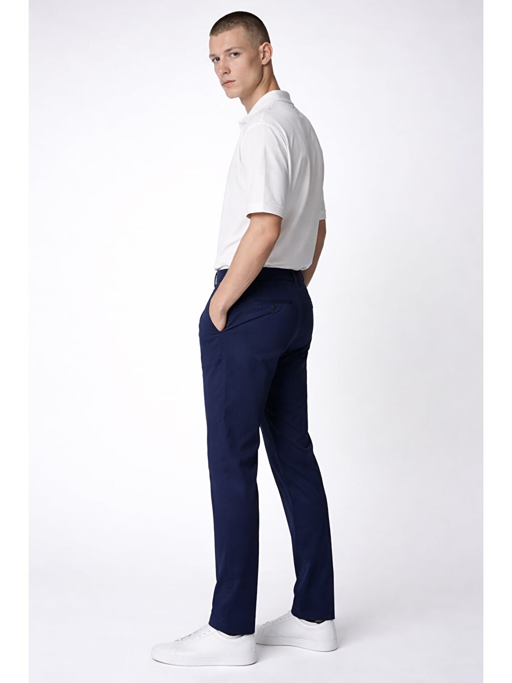 Giotelli Erkek Lacivert Dar Kesim Slim Fit Dokuma Beş Cep Normal Bel Pantolon-2