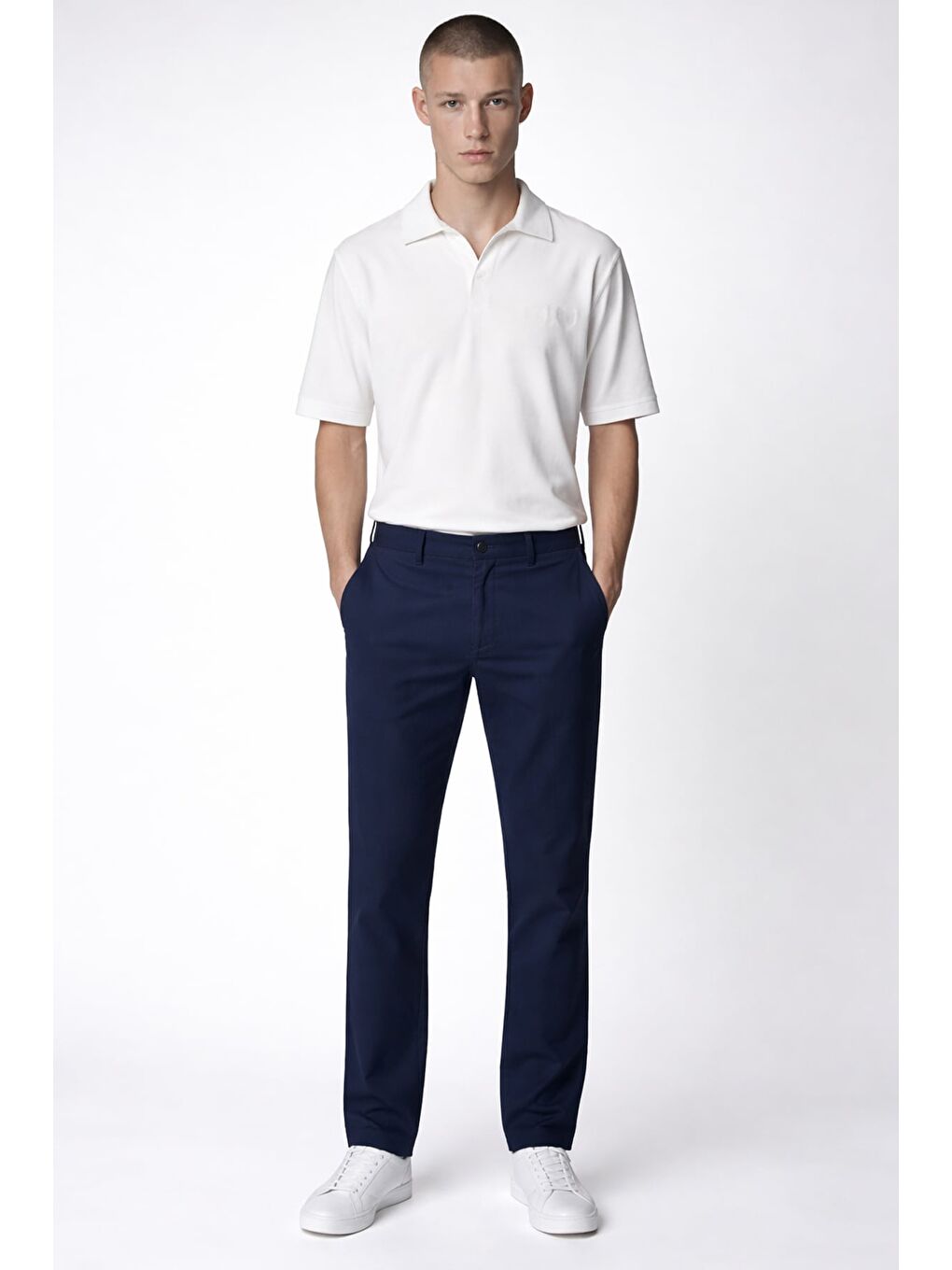 Giotelli Erkek Lacivert Dar Kesim Slim Fit Dokuma Beş Cep Normal Bel Pantolon-3