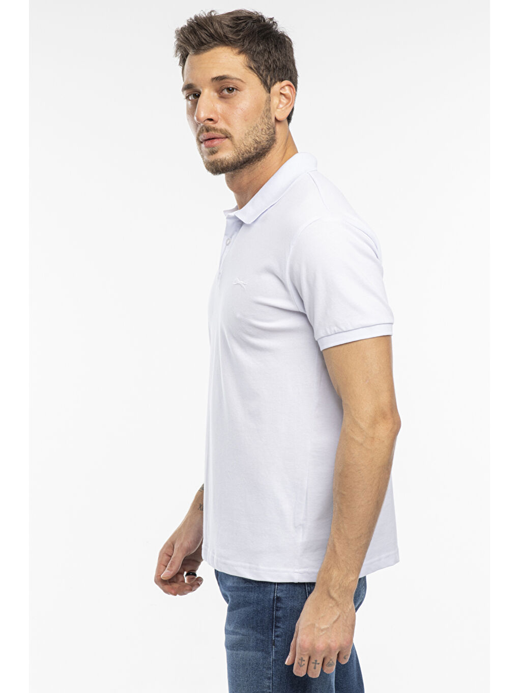 SALVATOR Erkek %100 Pamuk Tişört Beyaz-1