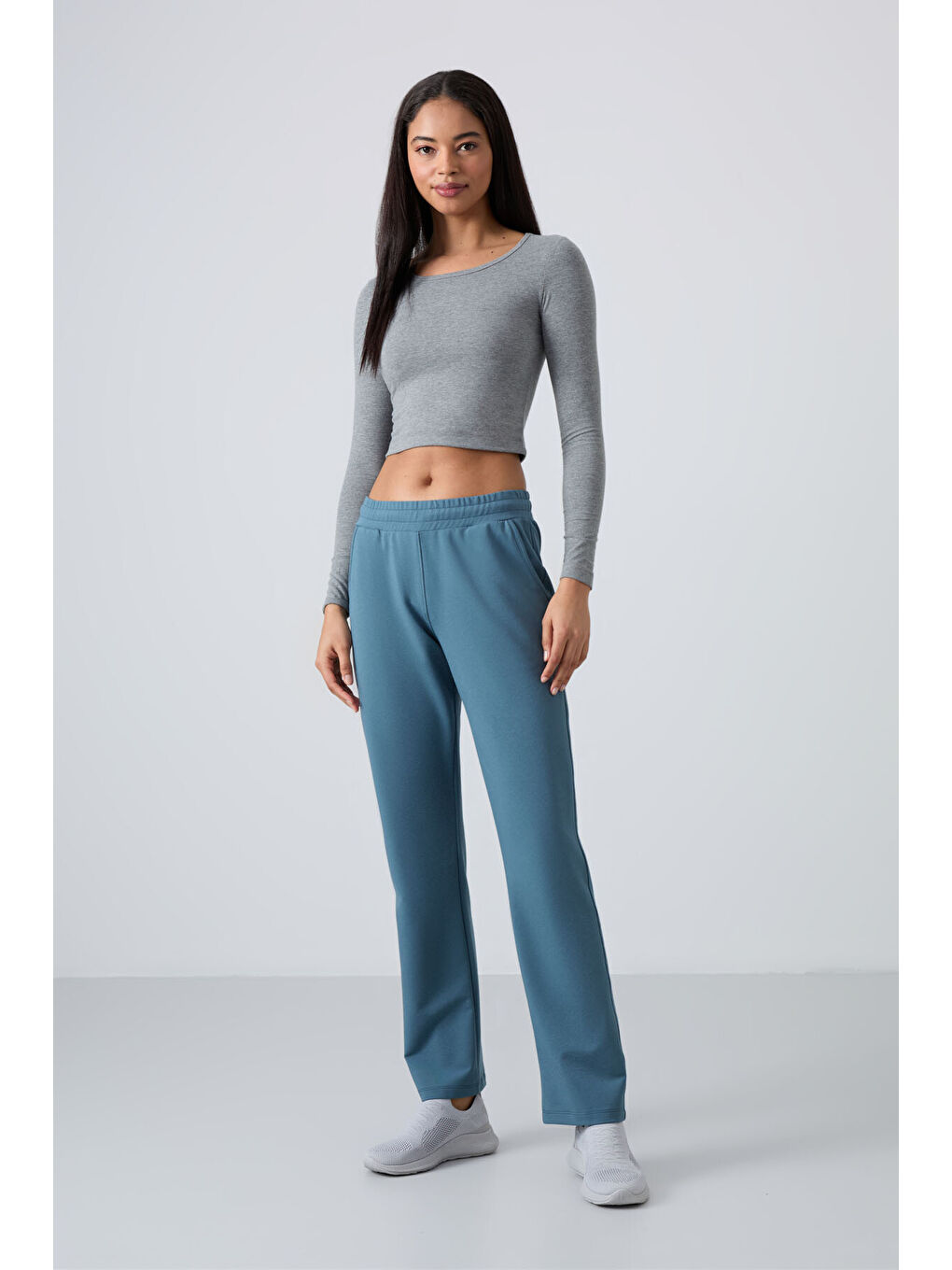 Orman Yeşili Yüksek Bel Cepli Rahat Form Klasik Paça Kadın Eşofman Alt - 94584