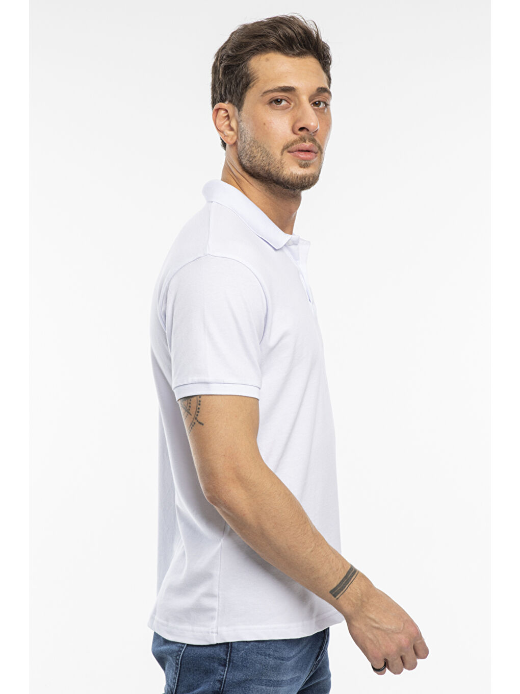 SALVATOR Erkek %100 Pamuk Tişört Beyaz-3