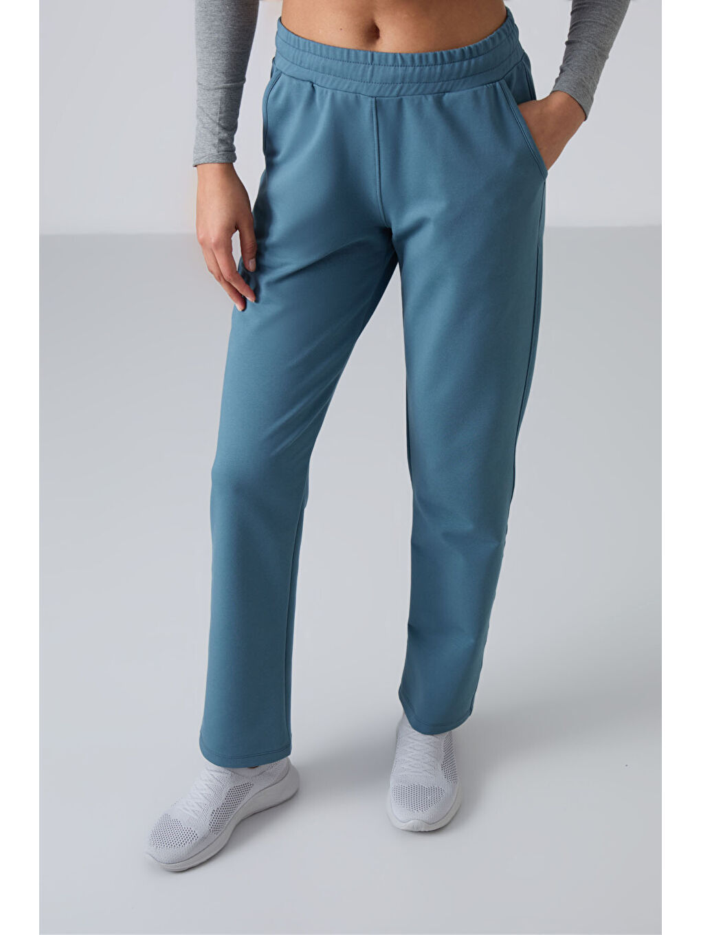 Orman Yeşili Yüksek Bel Cepli Rahat Form Klasik Paça Kadın Eşofman Alt - 94584-6