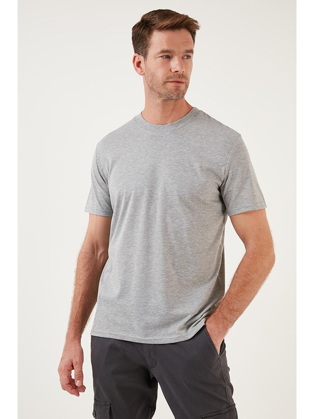 Buratti Mat Gri Pamuklu Regular Fit Bisiklet Yaka Basic T Shirt 59020201 - 2