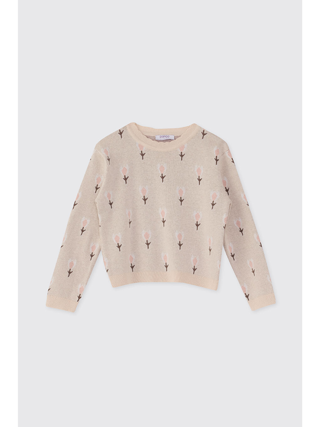 Kız Çocuk Beli Lastikli Bej 2'li Triko Takım-3